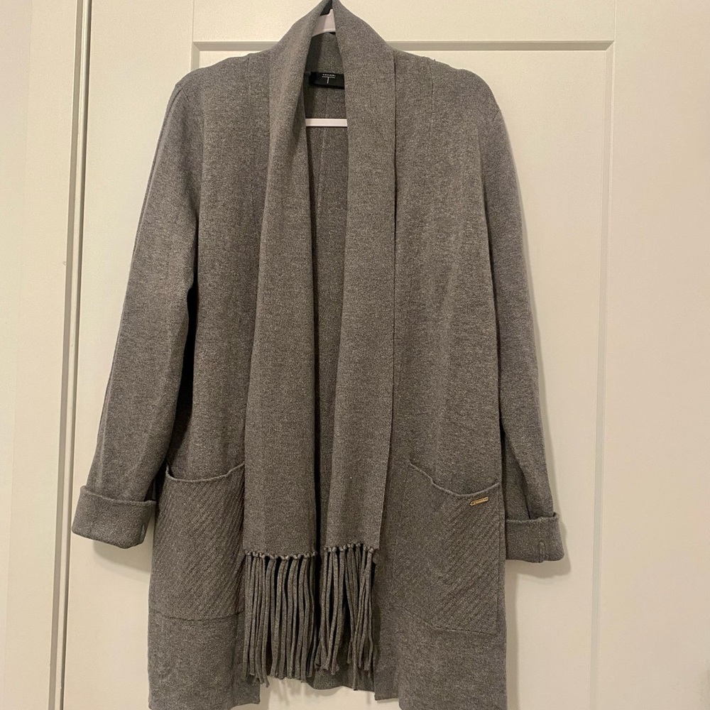 TAHARI FRINGE CARDIGAN